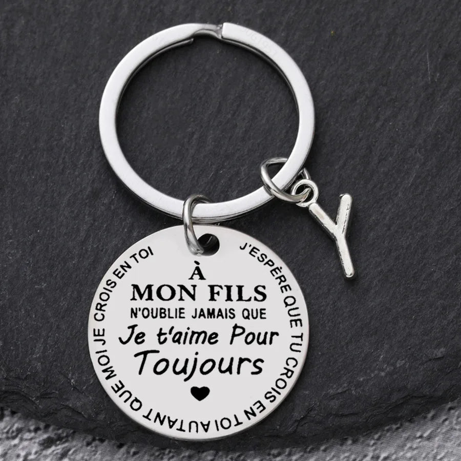 Porte-clé à offrir "Mon fils" ou "Ma fille" avec initiale