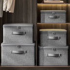 Lot de 2 Boîte de Stockage Pliable à Couvercle Grande Capacité