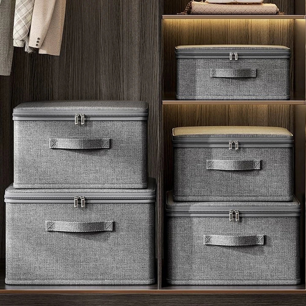 Lot de 2 Boîte de Stockage Pliable à Couvercle Grande Capacité
