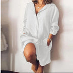 Women's Long Cotton and Linen Shirt Dress