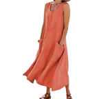 Robe Boho en coton et lin avec poches