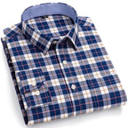 Chemise Décontractée à Carreaux/Rayures en Coton pour Hommes