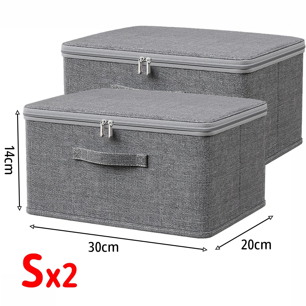 Lot de 2 Boîte de Stockage Pliable à Couvercle Grande Capacité