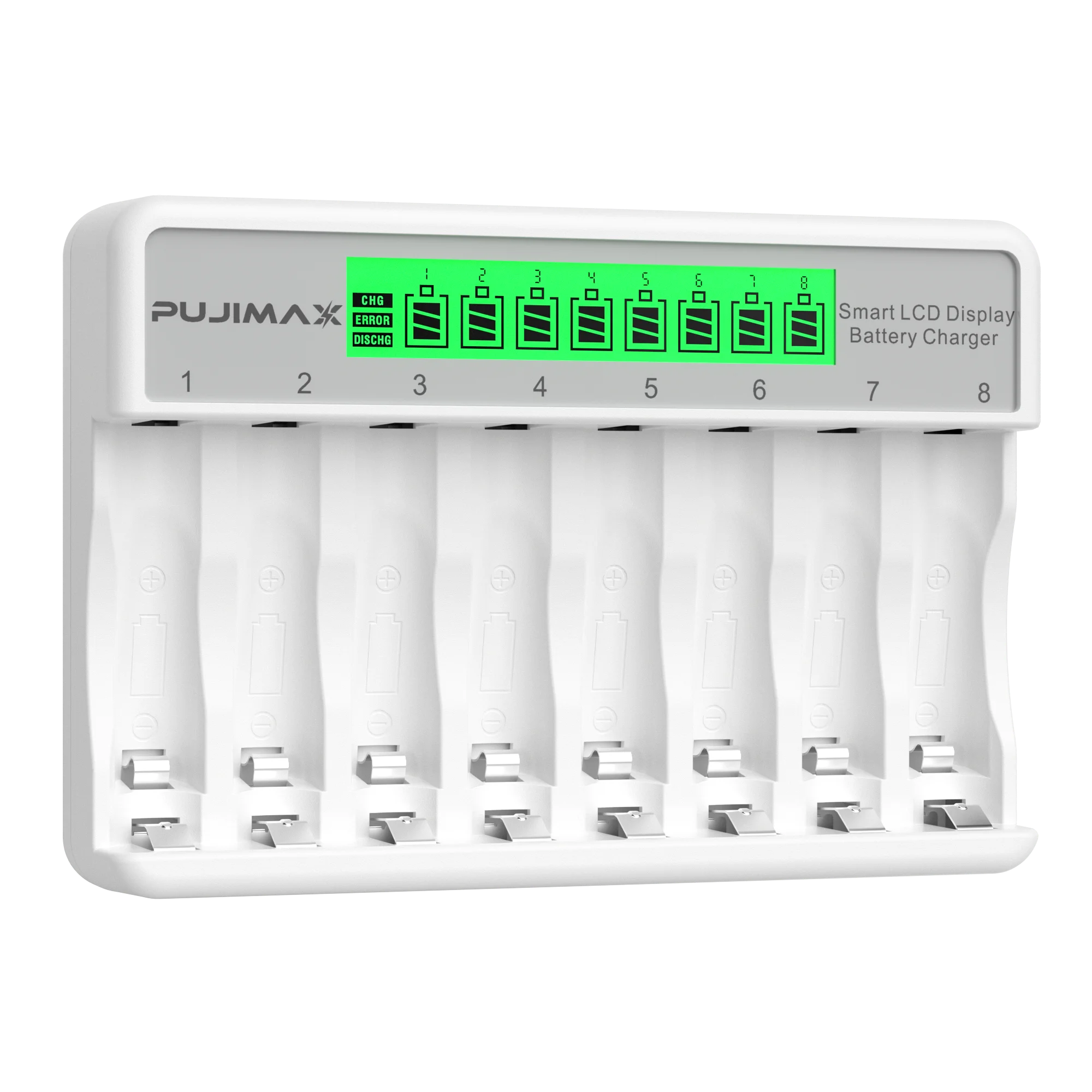 Chargeur de Piles Intelligent 8 Slots – Écran LCD et Charge Rapide USB-C pour AA/AAA Ni-MH & Ni-CD