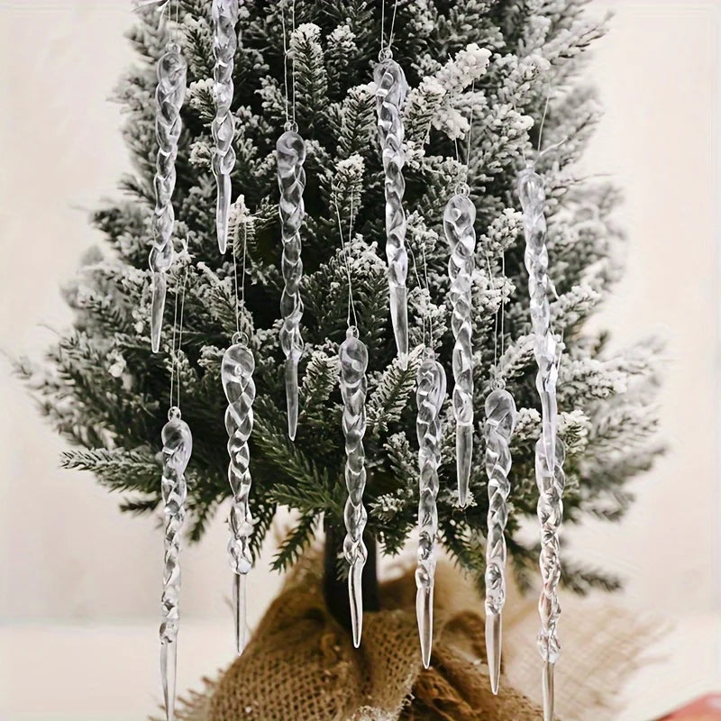 Lot de 36 Ornements Stalactites de sapin transparents