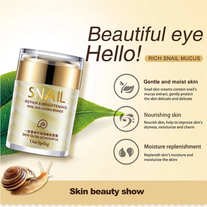 Crème pour le Visage au Collagène & Bave d'Escargot - Sérum Yeux OFFERT