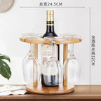 Support pour bouteille de vin et 6 verres à vin en bambou