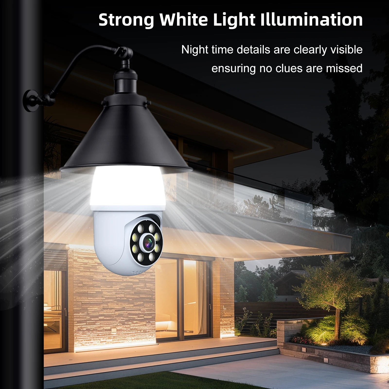 Ampoule Caméra Espion WiFi E27 5MP PTZ — Suivi Auto IA, Zoom 10X