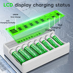 Chargeur de Piles Intelligent 8 Slots – Écran LCD et Charge Rapide USB-C pour AA/AAA Ni-MH & Ni-CD