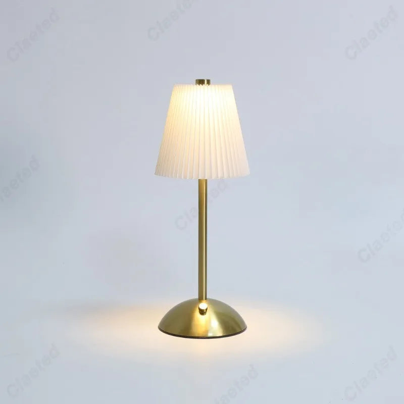 Lampe de Chevet LED Tactile - Abat-Jour Plissé