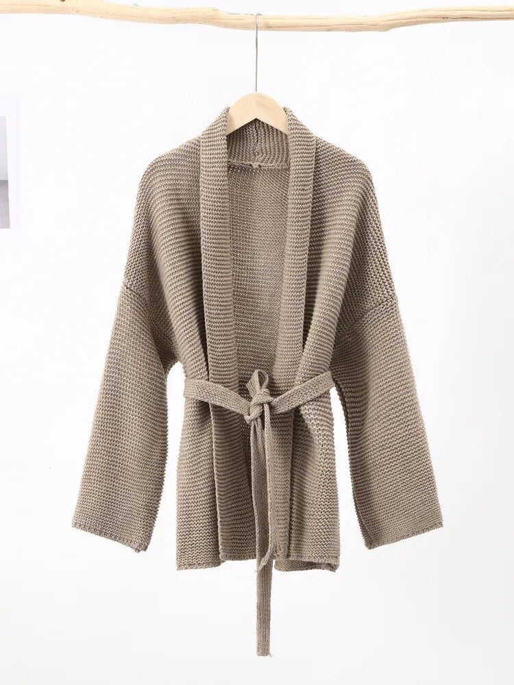 Cardigan à grosse maille avec ceinture