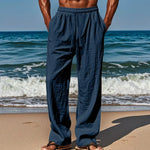 Pantalon en Lin Décontracté à Taille élastique