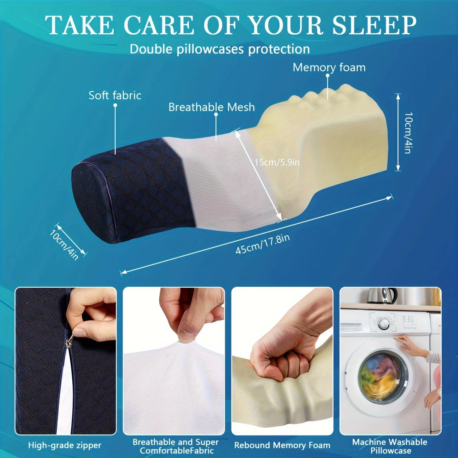 Oreiller Cervical Ergonomique à Mémoire de Forme - Soulage les douleurs