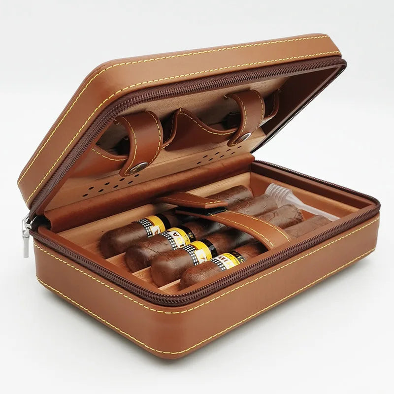 Boîte à Cigares de Rangement en Cuir - Idée Cadeau