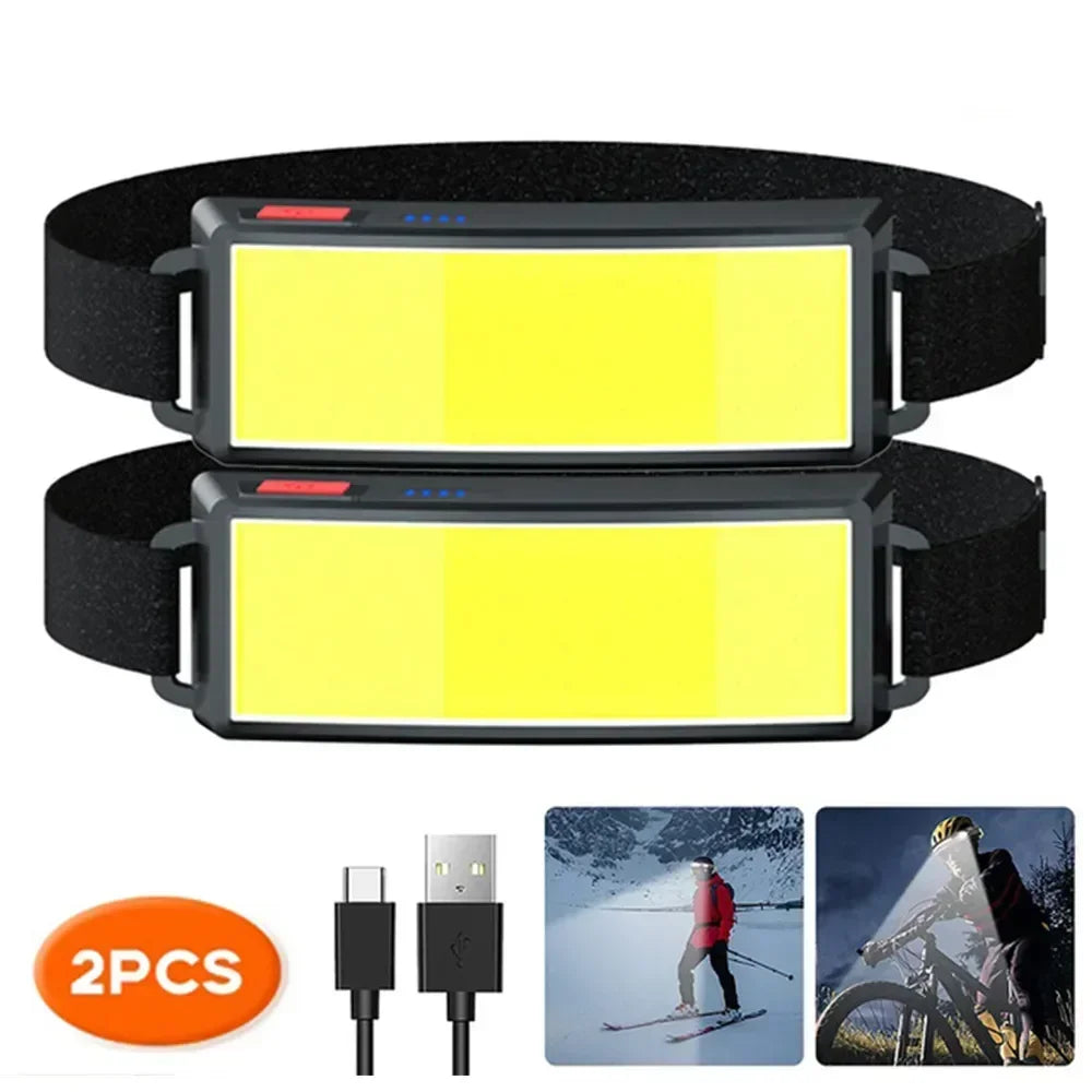 Lampe Frontale LED COB Rechargeable – 3 Modes 800 Lumens