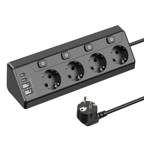 Multiprise Angle 4 Voies avec USB & Type-C