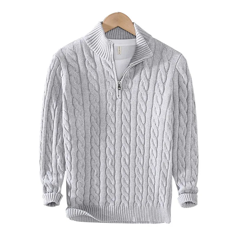 Pull Zippé Décontracté à Maille Large – Style Hiver 2026
