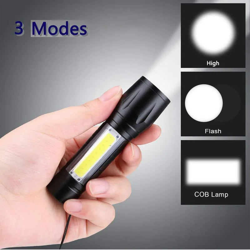 Lampe de poche 3 Modes de lumière rechargeable avec boîte de rangement