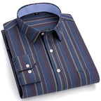 Chemise Décontractée à Carreaux/Rayures en Coton pour Hommes