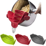 Passoire à pâtes en silicone anti-déversement, clip universel