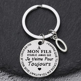 Porte-clé à offrir "Mon fils" ou "Ma fille" avec initiale