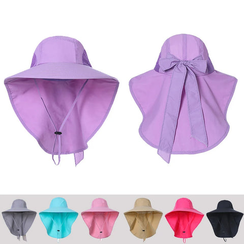Chapeau d'été Anti-UV noeud papillon protéction complète