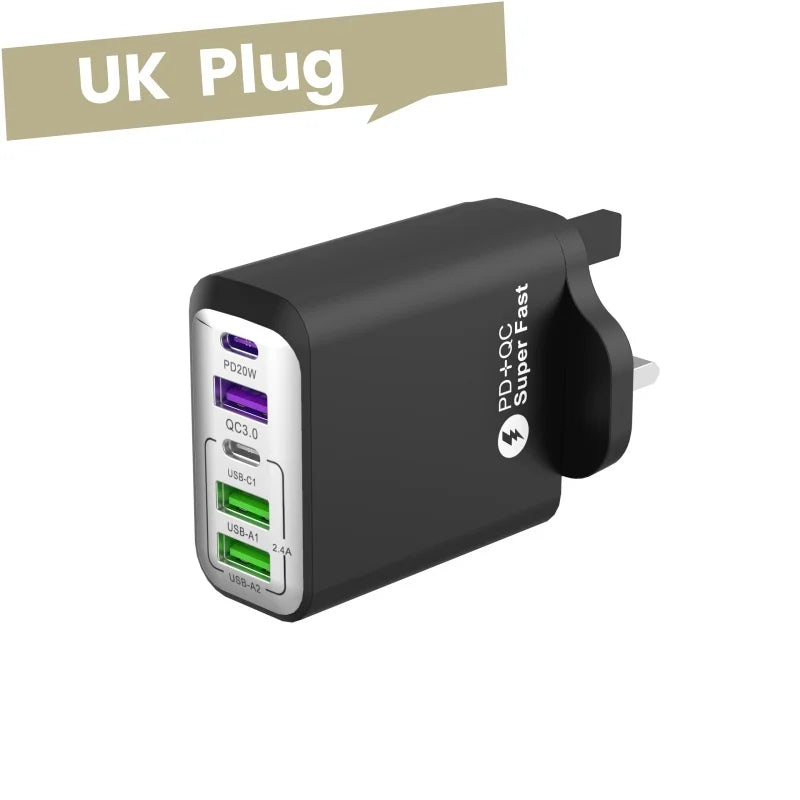 Chargeur 240W Rapide 3 Ports USB & 2 Type-C + Chargeur