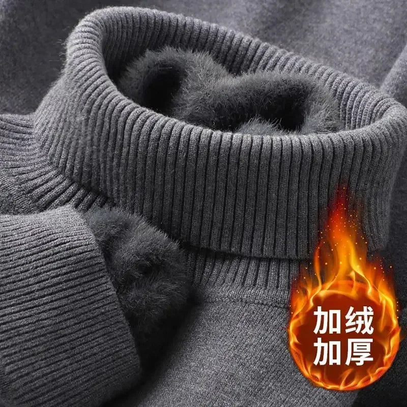 Pull Col Cheminé en Maille avec Doublure Polaire Homme