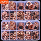 Kit de 200 Pièces de Joints d'Étanchéité en Cuivre - M8, M10, M12, M14