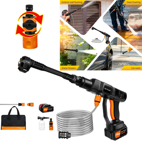 Pistolet Nettoyeur à Pression 6 en 1 Sans fil 21V - Tuyau 5M & Jet à 25cm