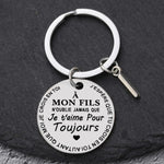 Porte-clé à offrir "Mon fils" ou "Ma fille" avec initiale