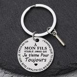 Porte-clé à offrir "Mon fils" ou "Ma fille" avec initiale