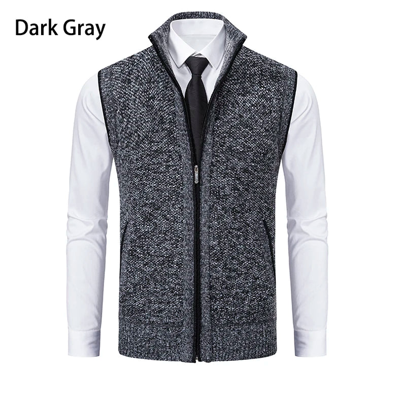 Gilet sans manches à maille col cheminé Homme