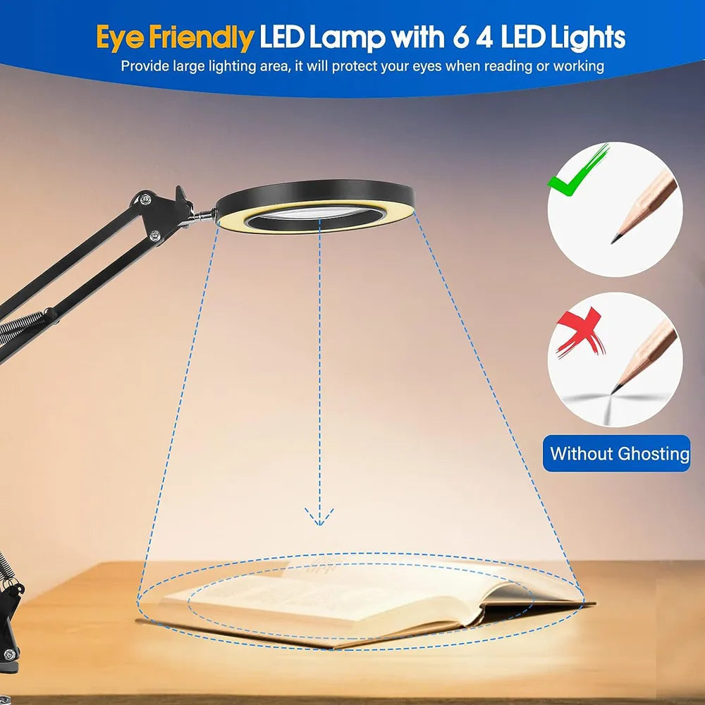 Lampe de bureau bras articulé avec Loupe x8 intégrée