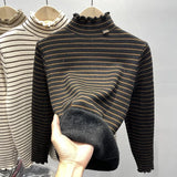 Pull Marinière Col Roulé détail bijoux col - Intérieur polaire