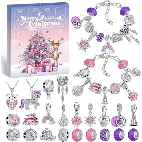 Calendrier de l'Avent 24J Bracelet Charms - Idée Cadeau