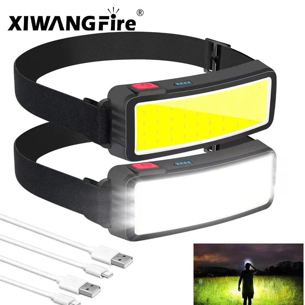 Lampe Frontale LED COB Rechargeable – 3 Modes 800 Lumens