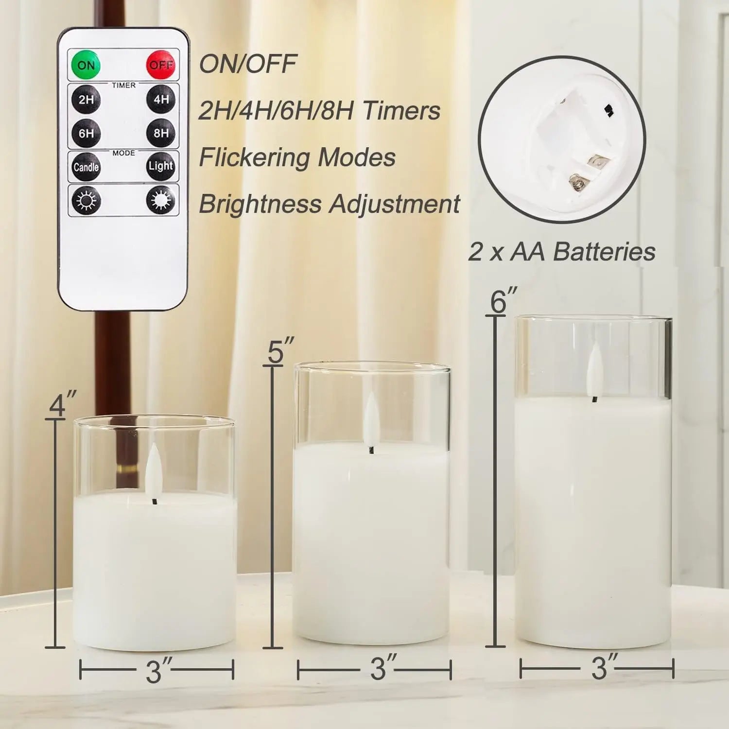 3 Bougies LED Sans Flamme avec Télécommande