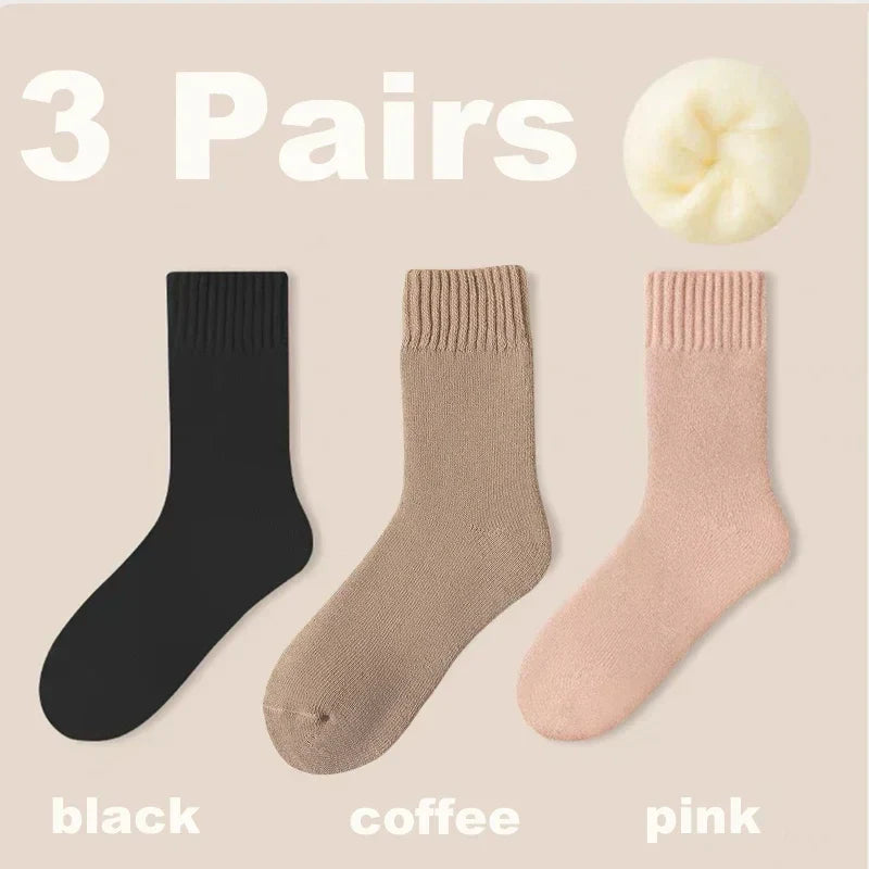 Lot de 3 Chaussettes chaudes en laine pour femmes