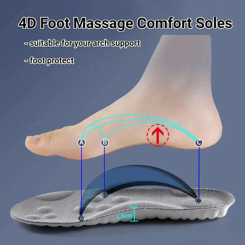 5 Paires de Semelles intérieures de sport 4D - Confortables et réspirantes