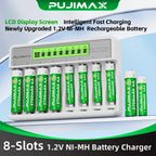 Chargeur de Piles Intelligent 8 Slots – Écran LCD et Charge Rapide USB-C pour AA/AAA Ni-MH & Ni-CD