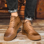 Baskets montantes en cuir véritable - Homme