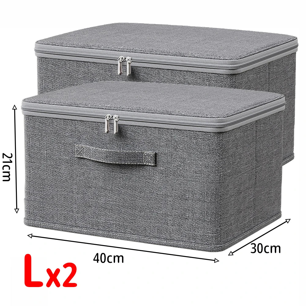 Lot de 2 Boîte de Stockage Pliable à Couvercle Grande Capacité