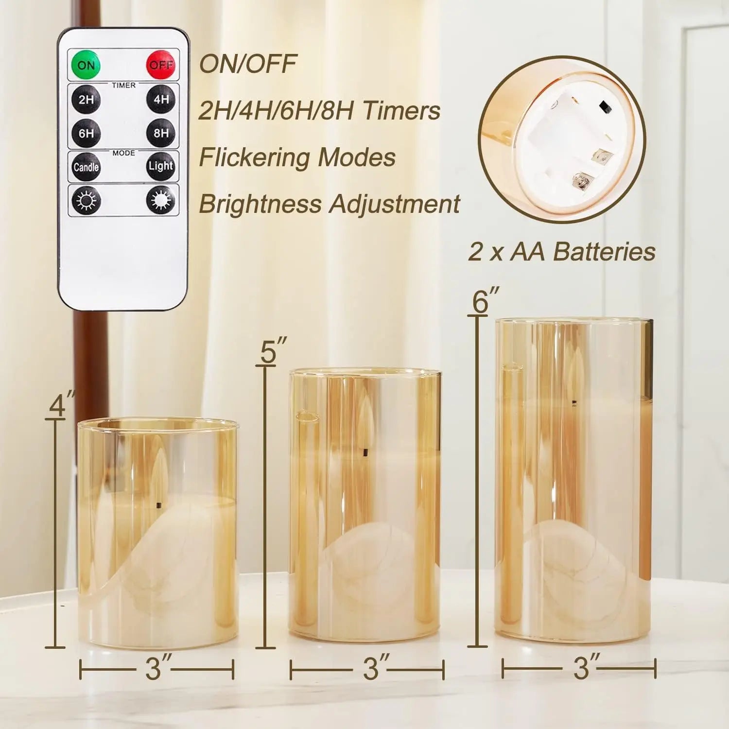 3 Bougies LED Sans Flamme avec Télécommande