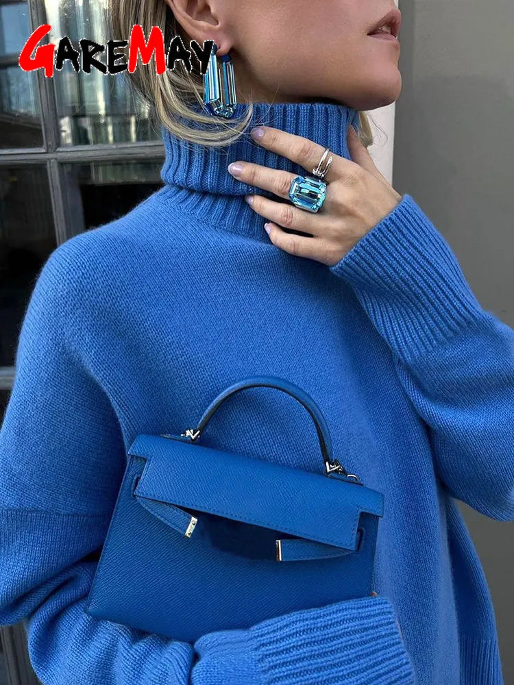 Pull surdimensionné à col roulé pour femme