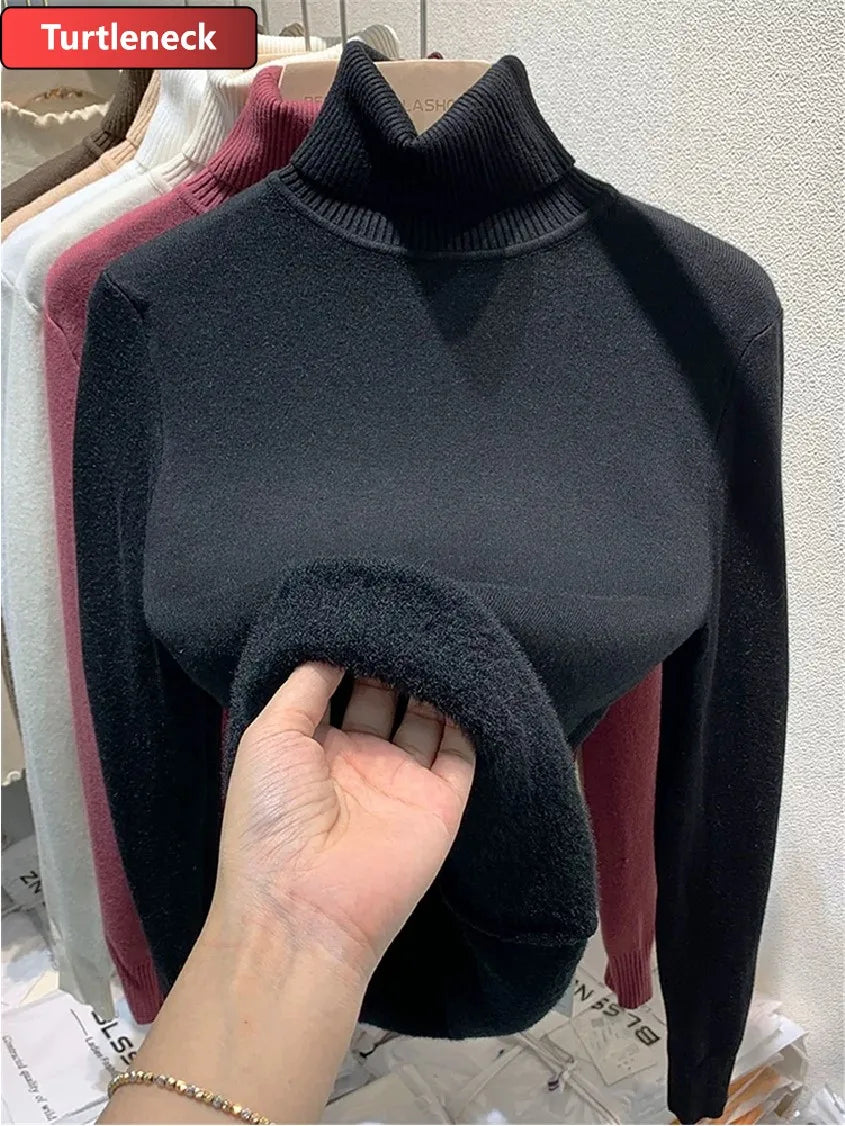 Pull Slim Col Roulé - Intérieur Peluche Douce