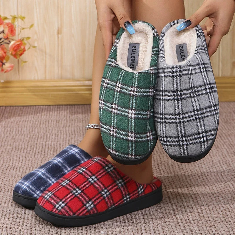 Chaussons Écossais Chauds Motifs à Carreaux