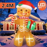 Bonhomme en Pain d'épice gonflable de Noël avec lumières LED - 2,4M