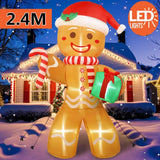Bonhomme en Pain d'épice gonflable de Noël avec lumières LED - 2,4M