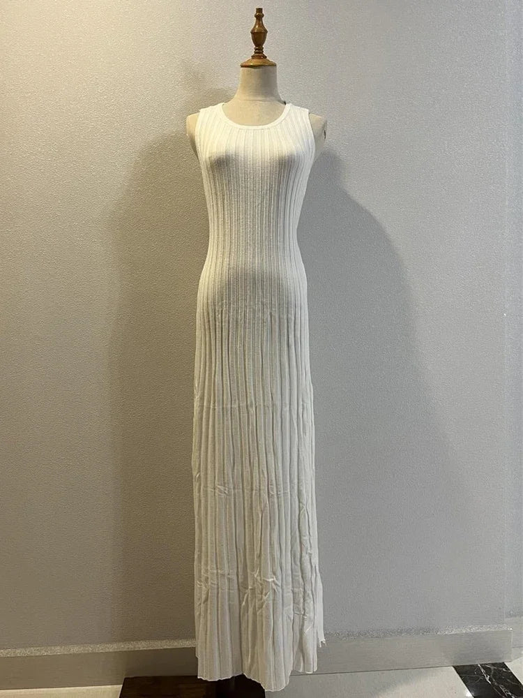 Robe Longue Décontractée en Tricot côtelé